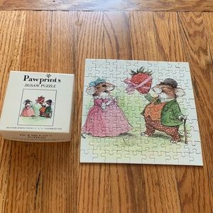Pawprints mice couple jigsaw puzzle Vintage 1976 7.5” squared in good condition